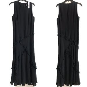 Ellen Tracy Gorgeous Black Ruffle Maxi